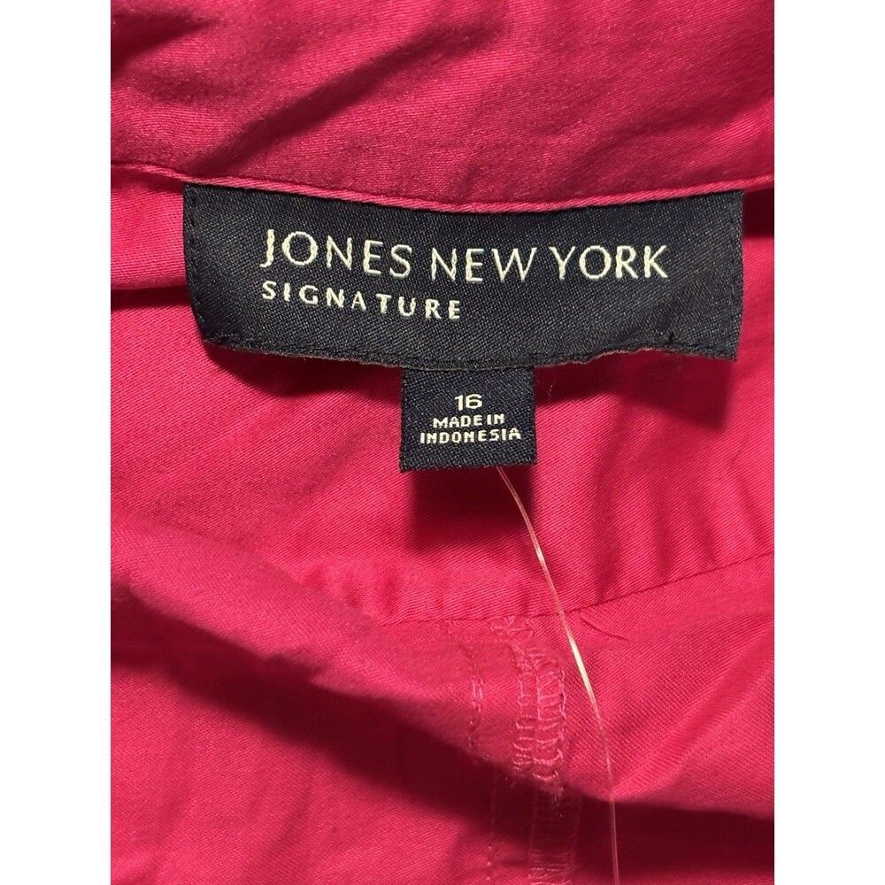 Jones New York Signature Fuchsia Cotton Belted Shirt Dress Size 16 NEW $139 - Picture 7 of 13